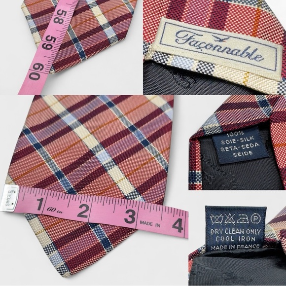 Lot of 6 - Faconnable Luxury Men’s Necktie 100% Silk Made In Italy & France - Picture 16 of 16